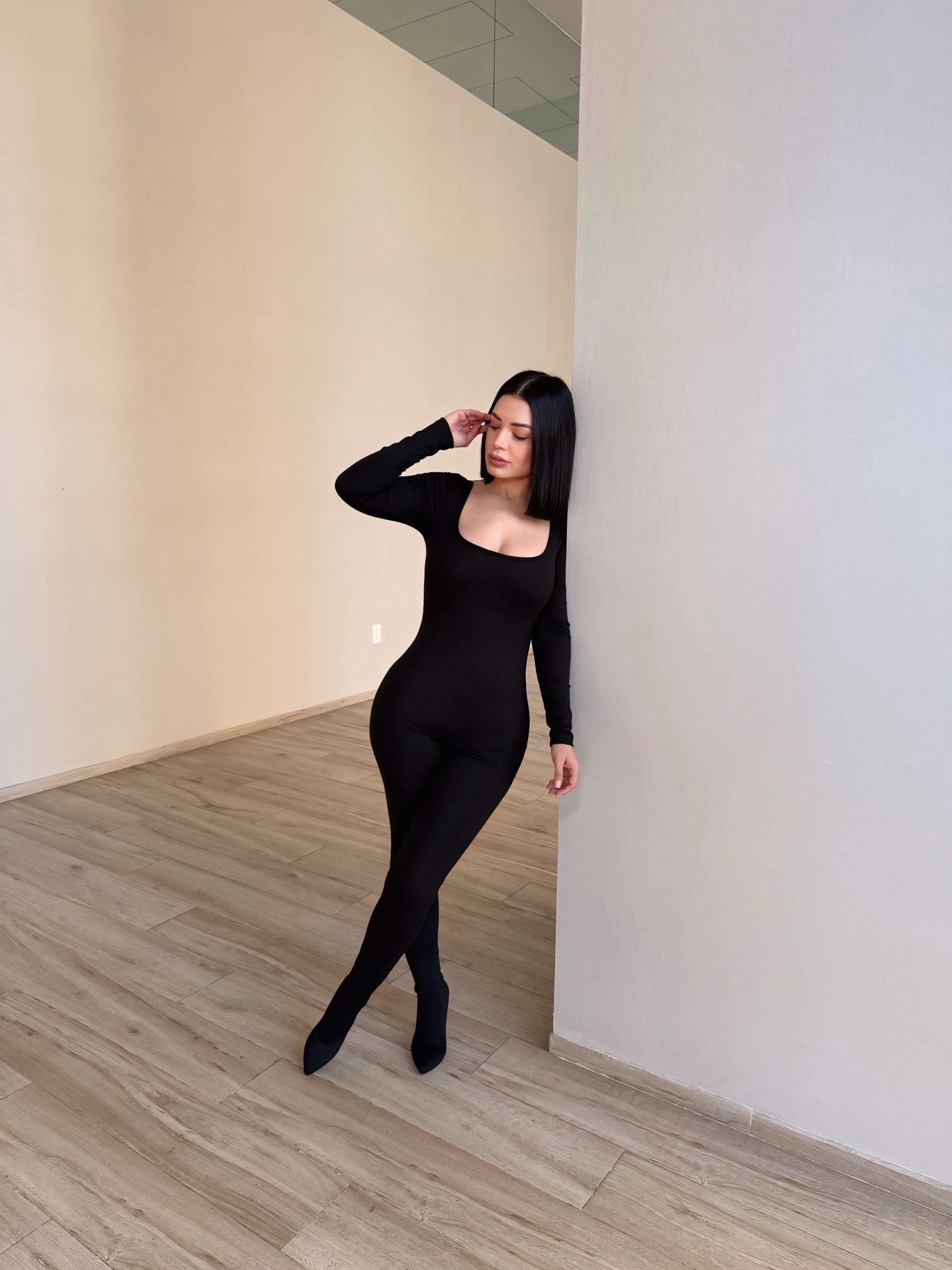 Women Long Sleeve Workout Jumpsuit Romper Bottom Pants Bodysuit Bodycon Sexy One Piece