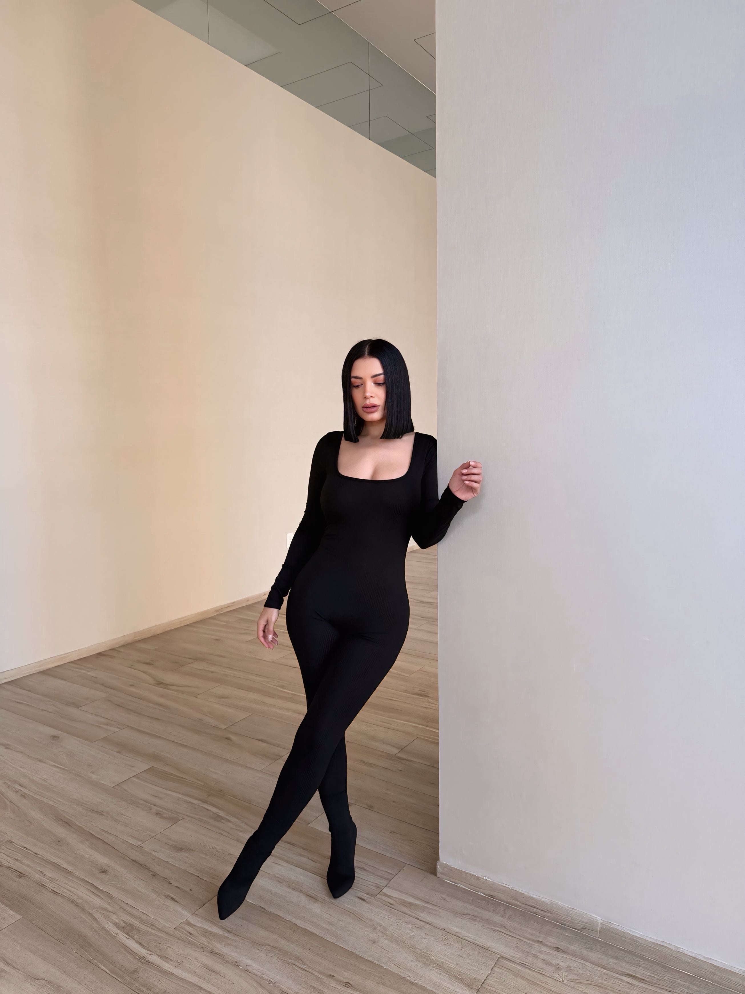 Women Long Sleeve Workout Jumpsuit Romper Bottom Pants Bodysuit Bodycon Sexy One Piece