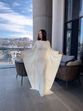 Women's Elegant High Flare Sleeve Formal Evening Gowns Maxi Dress with Cape