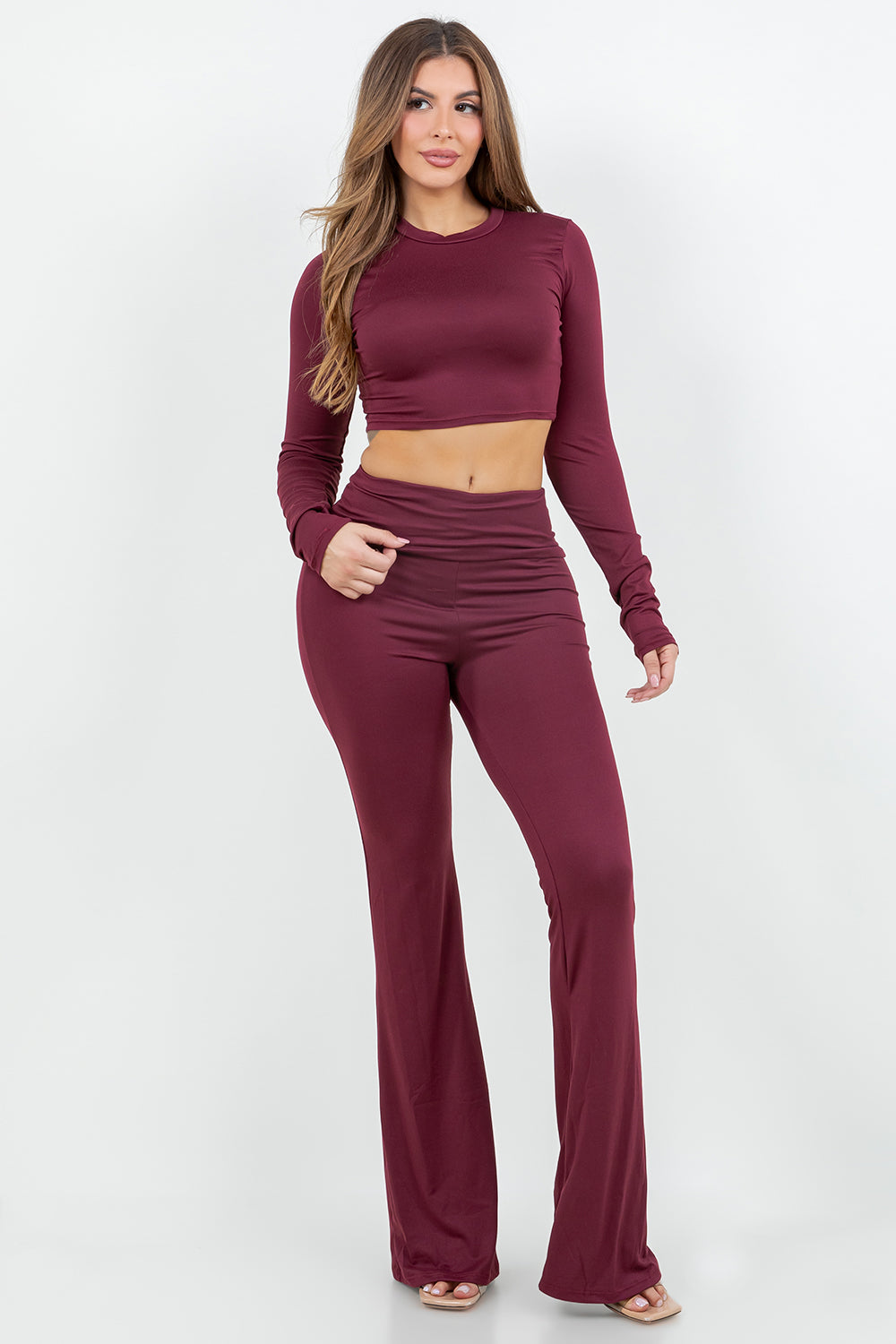 Women's Solid Mock Neck  Loungewear Set