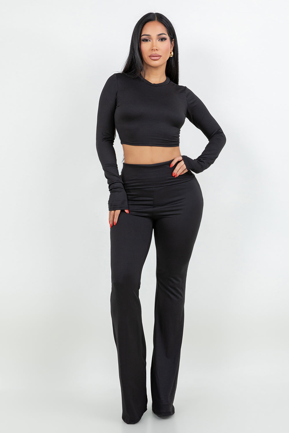 Women's Solid Mock Neck  Loungewear Set