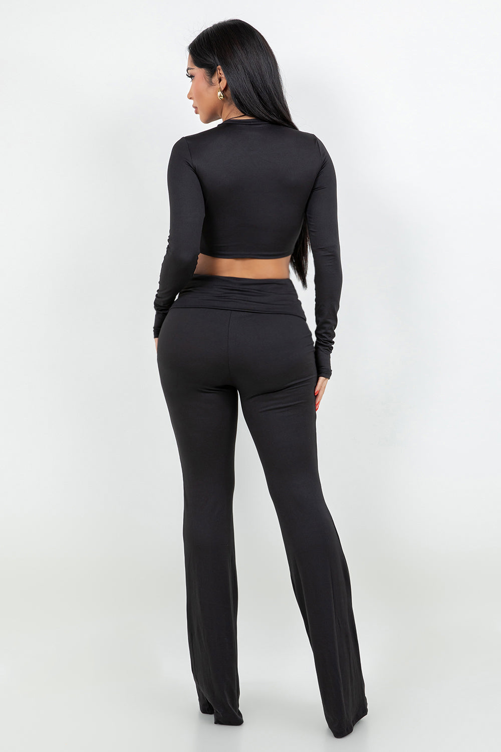 Women's Solid Mock Neck  Loungewear Set