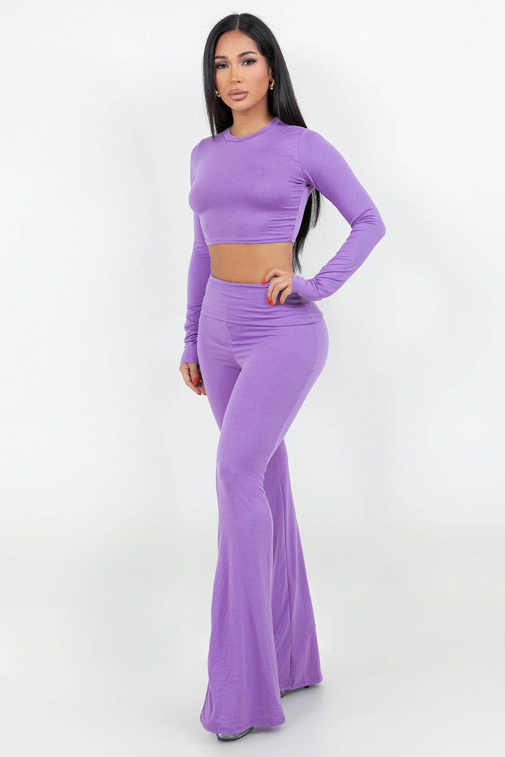 Women's Solid Mock Neck  Loungewear Set